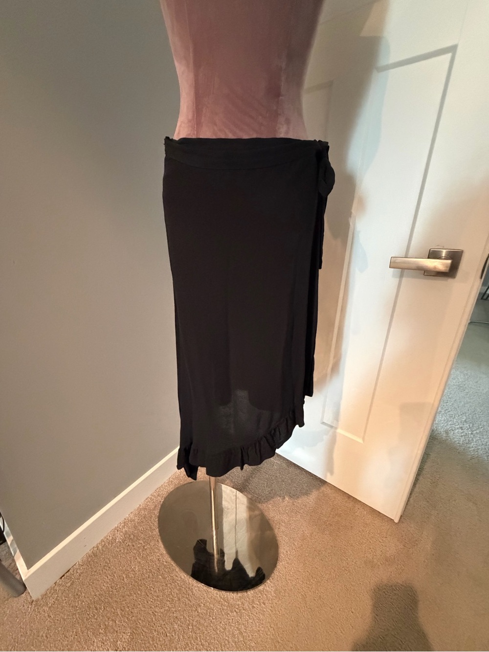 Guess Black Women's Wrap Skirt with Ruffle Hem